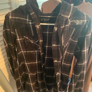 Fox button up plaid shirt